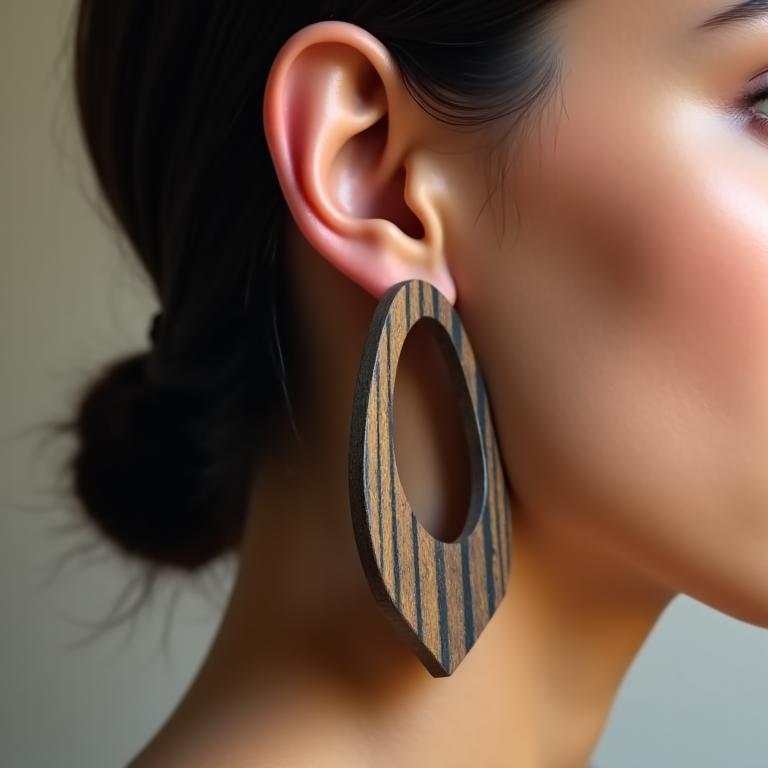 Bold modern wooden earrings
